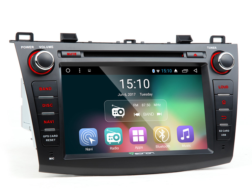 Mazda 3 2010 - 2013 Android 6.0 Car Radio Stereo 8 Inch Touch Screen High Definition 1024x600 GPS Navigation Bluetooth USB SD Double Din Car DVD CD Player 2GB RAM Quad-Core Multimedia Head Unit With Mutual Control EasyConnection