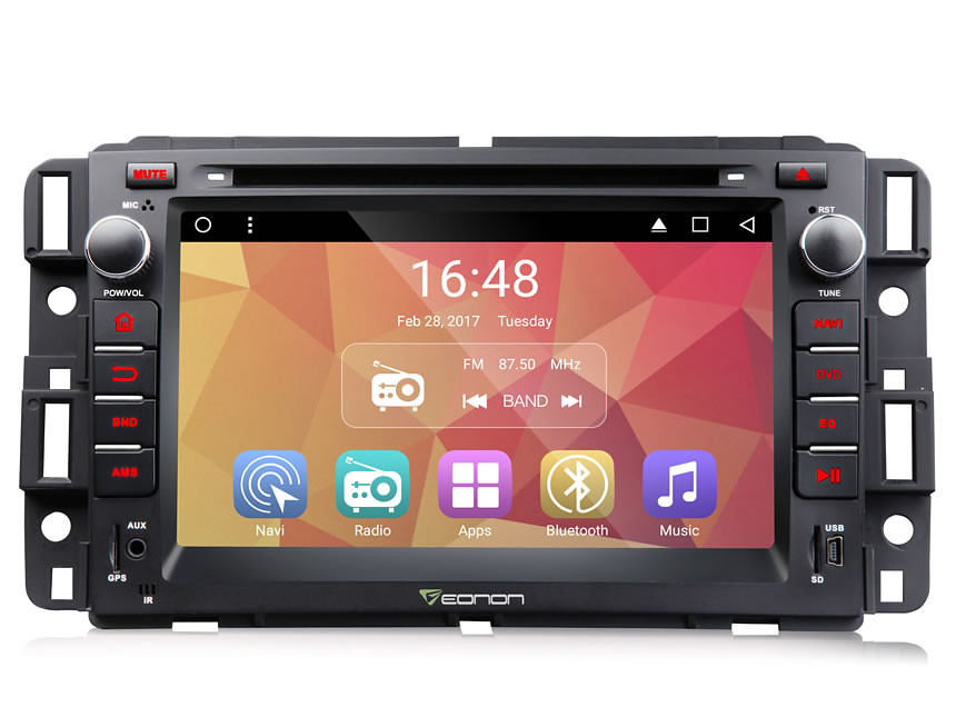 Chevrolet/GMC/Buick Android 6.0 Car Radio Stereo Bluetooth Receiver GPS Navigation Double din DVD CD Player In Dash 7 Inch Car Head Unit With 1024x600 HD Touchscreen Car Stereo Support Steering Wheel Control Mirror Link 3G WIFI OBD2 DVR