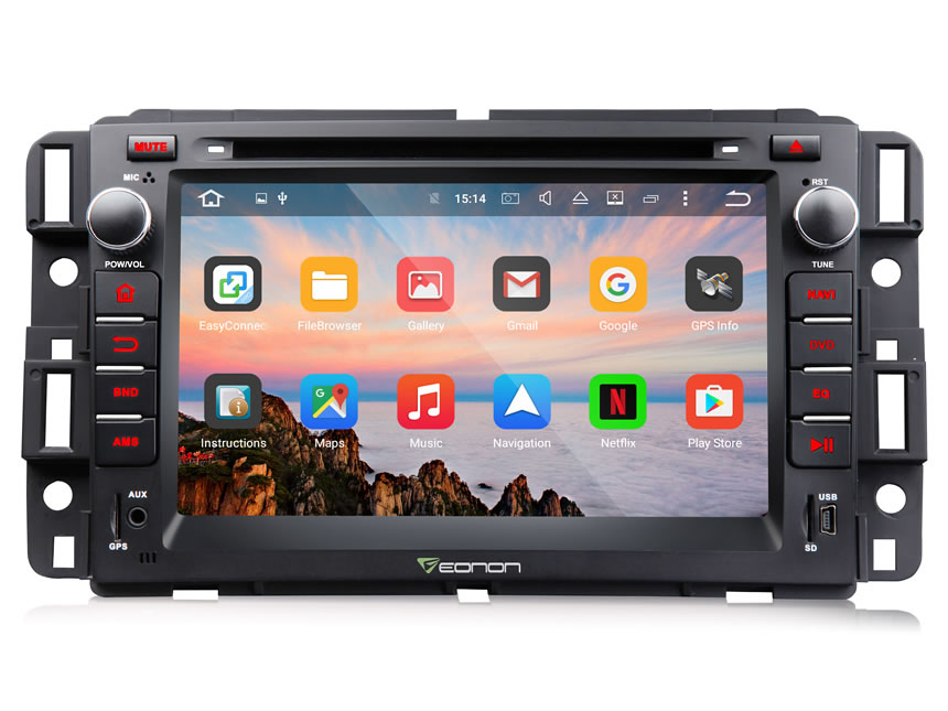 Chevrolet/GMC/Buick Android 6.0 7 Inch 1024*600 HD Digital Touchscreen Car GPS Navigation Subwoofer Audio Output Bluetooth 4.0 DAB+ Digital Radio AV Output WIFI/3G/4G internet 2 Din Head Unit Octa-core 2GB RAM Car Radio DVD Player With Steering Wheel Control