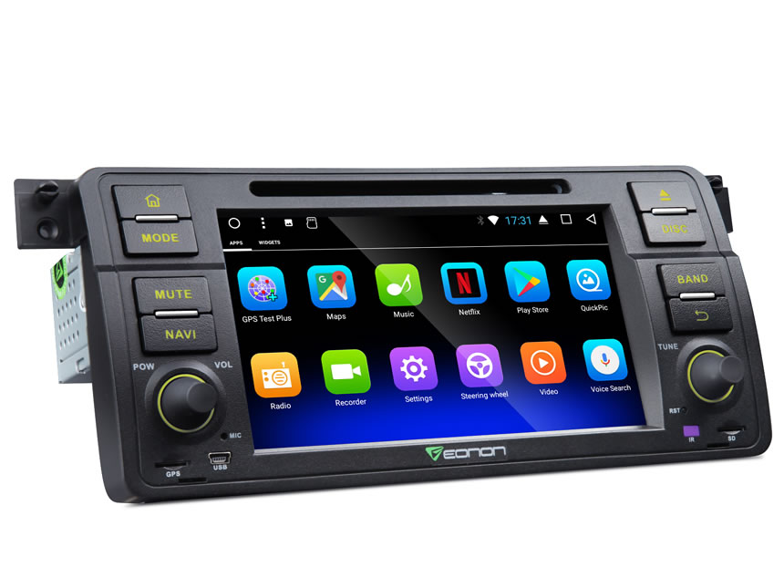 BMW E46 Android 7.1 Octa-Core 2GB RAM Car Radio GPS Navigation System 7 Inch 1 Din Multimedia Car DVD CD Player With 32GB ROM & 26GB for App Installation Support Bluetooth WiFi Connection Split Screen Steering Wheel Control