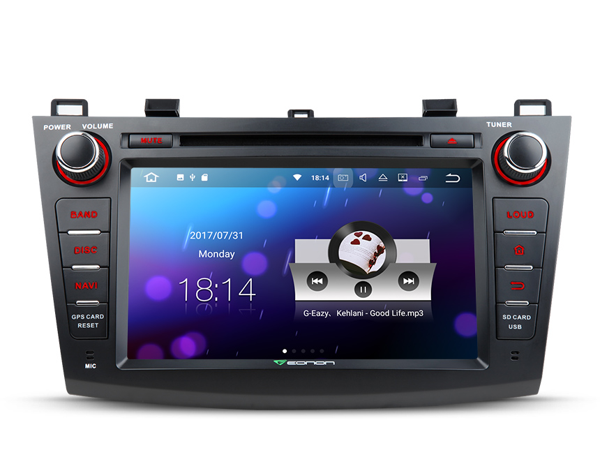 Mazda 3 2010 - 2013 Double DIN 8" Android 7.1 HD Digital Multi-touch Screen 1080P Video Indash Head Unit Split-screen Mode HDMI Output Transmits Radio Receiver GPS Car Audio Bluetooth DAB+ with More Entertainment