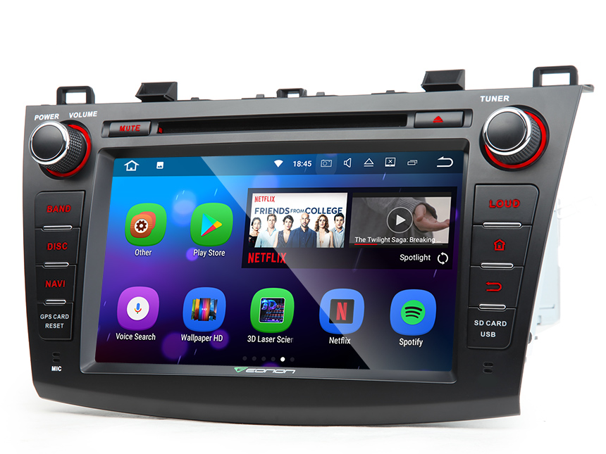 Mazda 3 2010 - 2013 Double DIN 8" Android 7.1 HD Digital Multi-touch Screen 1080P Video Indash Head Unit Split-screen Mode HDMI Output Transmits Radio Receiver GPS Car Audio Bluetooth DAB+ with More Entertainment