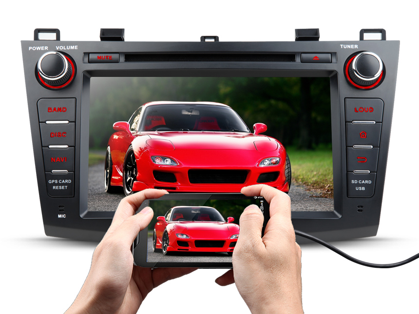 Mazda 3 2010 - 2013 Double DIN 8" Android 7.1 HD Digital Multi-touch Screen 1080P Video Indash Head Unit Split-screen Mode HDMI Output Transmits Radio Receiver GPS Car Audio Bluetooth DAB+ with More Entertainment