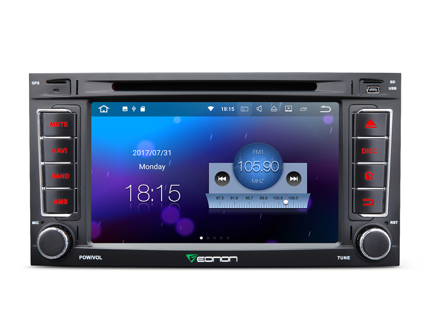 Volkswagen(VW) Touareg/T5 Multivan/Transporter Android 7.1 Nougat System Multimedia Car GPS 7" HD Digital Capacitive Touchscreen 16GB ROM Car Stereo Support External DAB+ OBD2 Dashcam