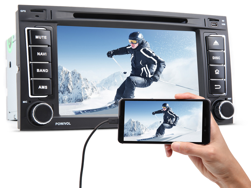 Volkswagen(VW) Touareg/T5 Multivan/Transporter Android 7.1 Nougat System Multimedia Car GPS 7" HD Digital Capacitive Touchscreen 16GB ROM Car Stereo Support External DAB+ OBD2 Dashcam