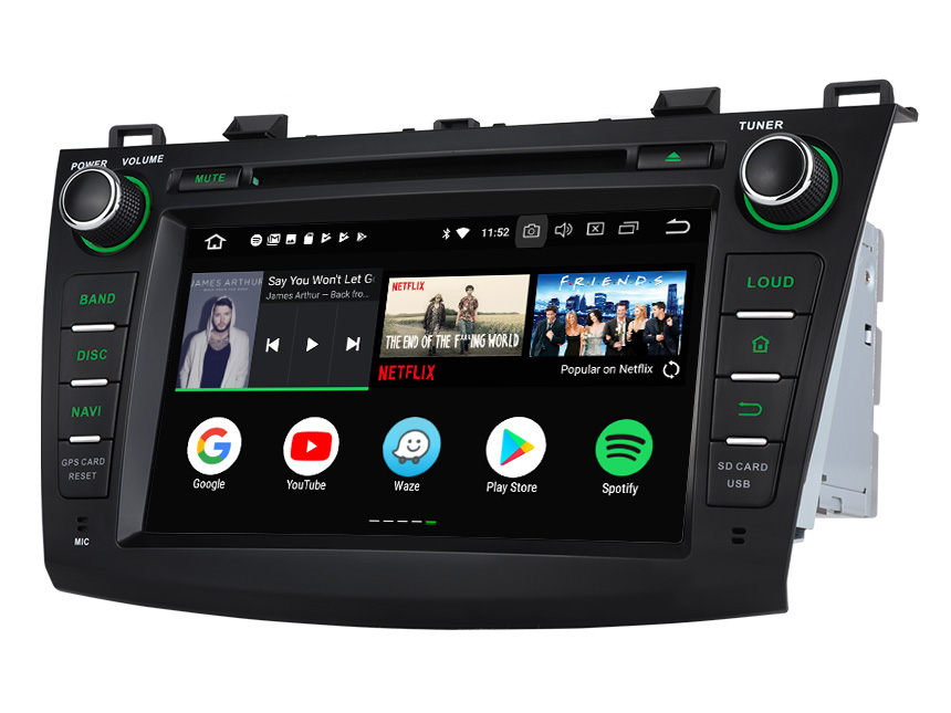 New Designed Mazda 3 2010 - 2013 Double DIN 8 Inch Android 8.0 & 4G RAM Indash Head Unit With Pro-Level Performance