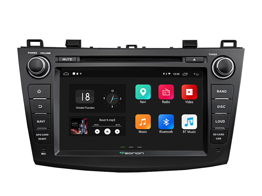 Mazda 3 2010-2013 Android 8.1 2GB RAM & Quad-Core Processor 8 Inch HD Touchscreen Stereo Compatible With Bose System In-dash Head Unit Support Split Screen Multitasking Bluetooth Connection 4G Dongle