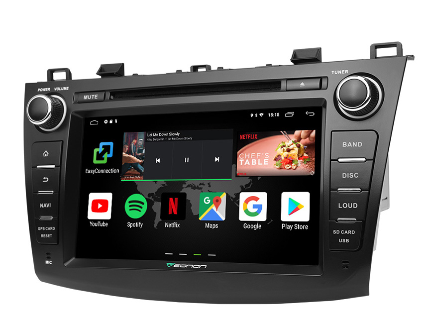 Mazda 3 2010-2013 Android 8.1 2GB RAM & Quad-Core Processor 8 Inch HD Touchscreen Stereo Compatible With Bose System In-dash Head Unit Support Split Screen Multitasking Bluetooth Connection 4G Dongle