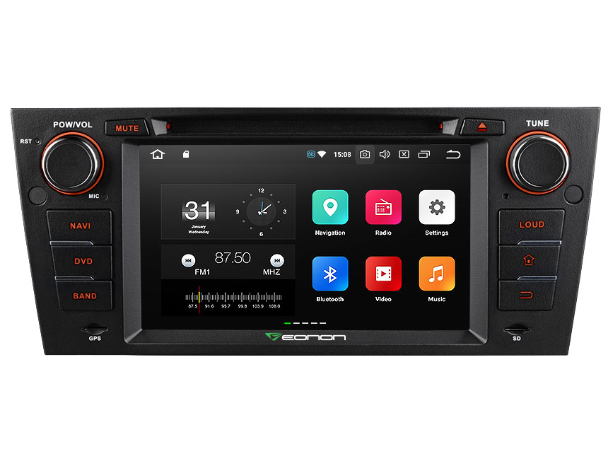 BMW E90/E91/E92/E93 Android 8.0 Car DVD Radio Player With Built-in Bluetooth 7 Inch HD Touchscreen In-Dash DVD/CD/AM/FM Car Stereo Receiver With Steering Wheel Control 4G RAM,Octa-core & 32G ROMCar Head Units GPS Navigation System With Subwoofer Audio Output DAB+ Digital Radio