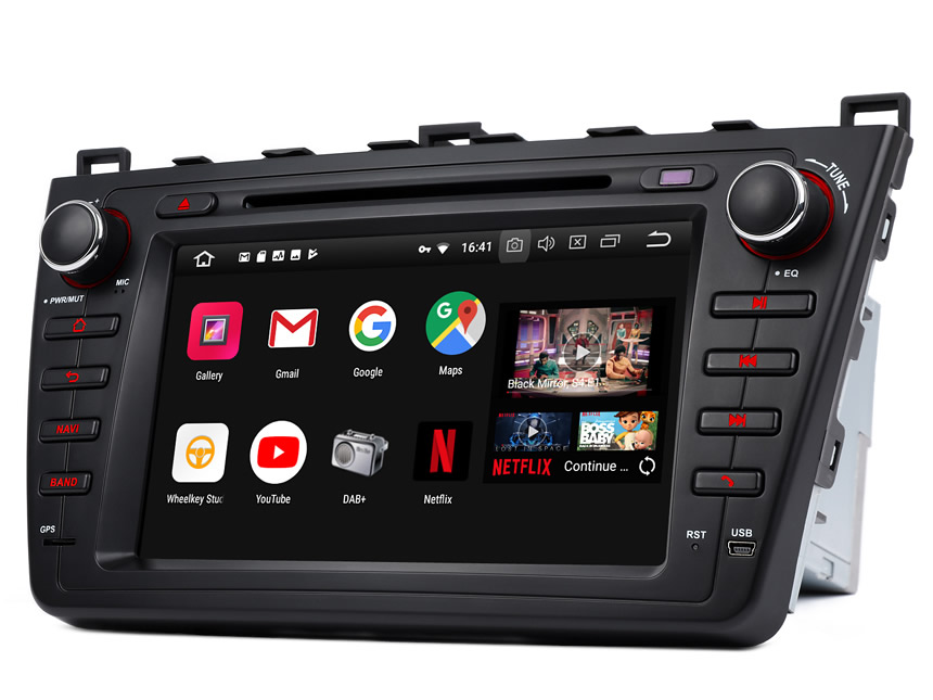 Mazda 6 2009-2012 Android 8.0 Oreo 4G RAM, Octa-core & 32G ROM Split Screen and PIP Multitasking Faster Than Ever Before Double Din Touch Screen Car DVD Player Car GPS Navigation Bright Black Version