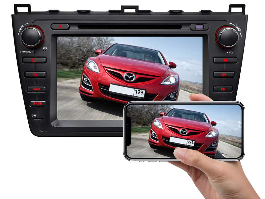 Mazda 6 2009-2012 Android 8.0 Oreo 4G RAM, Octa-core & 32G ROM Split Screen and PIP Multitasking Faster Than Ever Before Double Din Touch Screen Car DVD Player Car GPS Navigation Bright Black Version