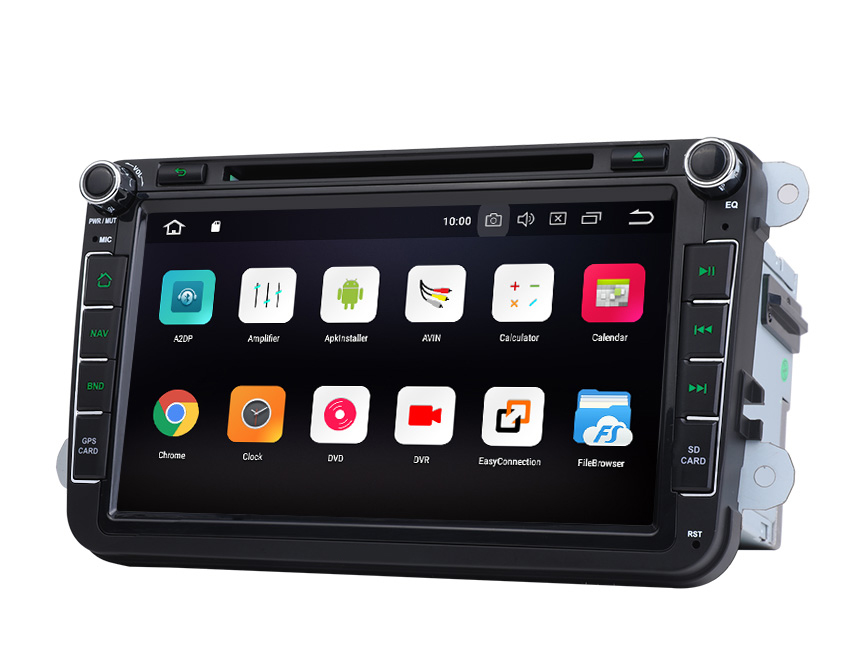 Volkswagen/SEAT/SKODA Android 8.1 2G RAM, Quad-Core & 32G ROM 8 Inch HD Touchscreen Double Din Car GPS Navigation Compatible with Fender System Support Bluetooth 4G Dongle WiFi Steering Wheel Control