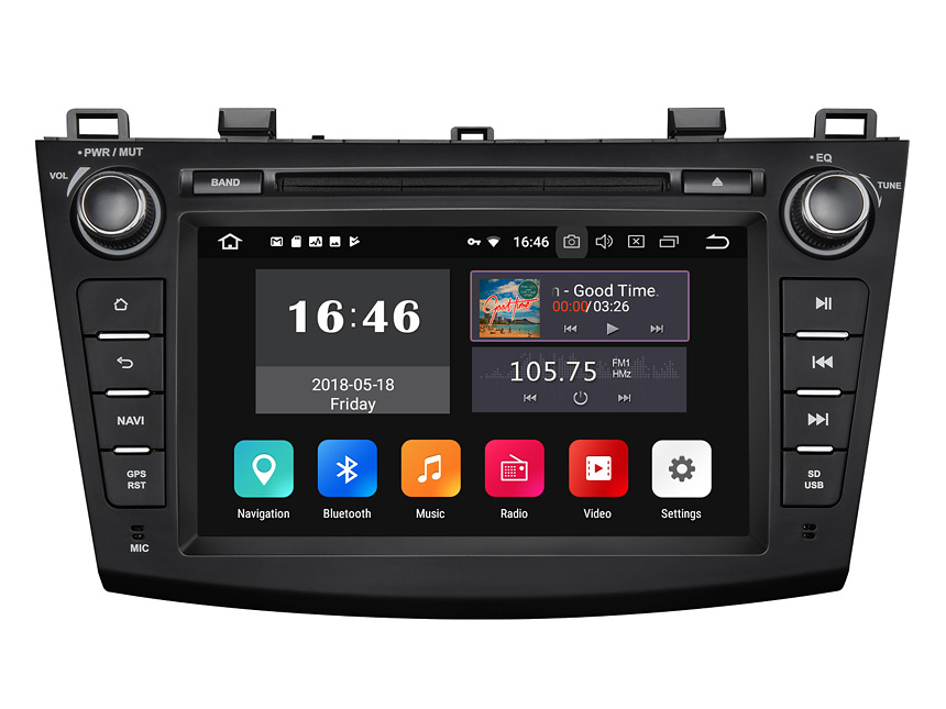 Mazda 3 2010-2013 Android 8.1 2G RAM, Quad-Core & 32G ROM 8 Inch HD Touchscreen Double Din Car GPS Navigation Bluetooth Connection Compatible with Bose System 4G Dongle WiFi Steering Wheel Control