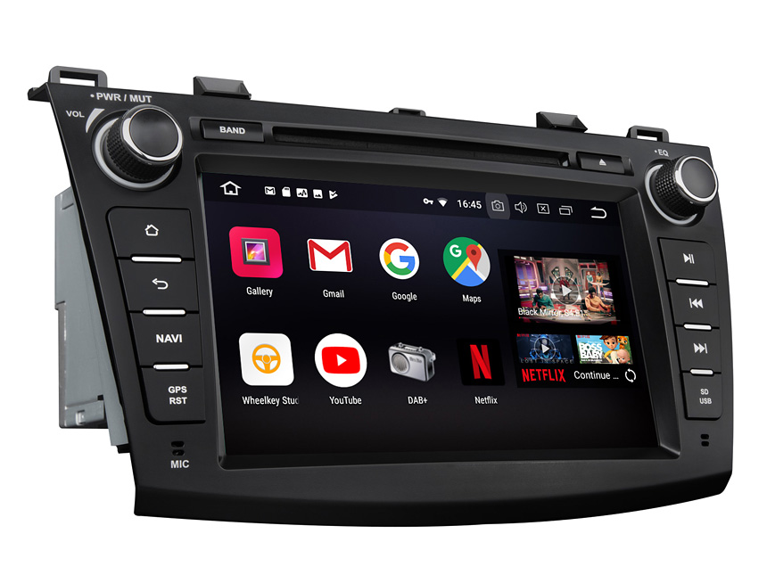Mazda 3 2010-2013 Android 8.1 2G RAM, Quad-Core & 32G ROM 8 Inch HD Touchscreen Double Din Car GPS Navigation Bluetooth Connection Compatible with Bose System 4G Dongle WiFi Steering Wheel Control