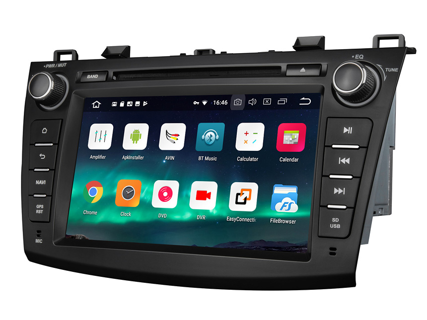 Mazda 3 2010-2013 Android 8.1 2G RAM, Quad-Core & 32G ROM 8 Inch HD Touchscreen Double Din Car GPS Navigation Bluetooth Connection Compatible with Bose System 4G Dongle WiFi Steering Wheel Control