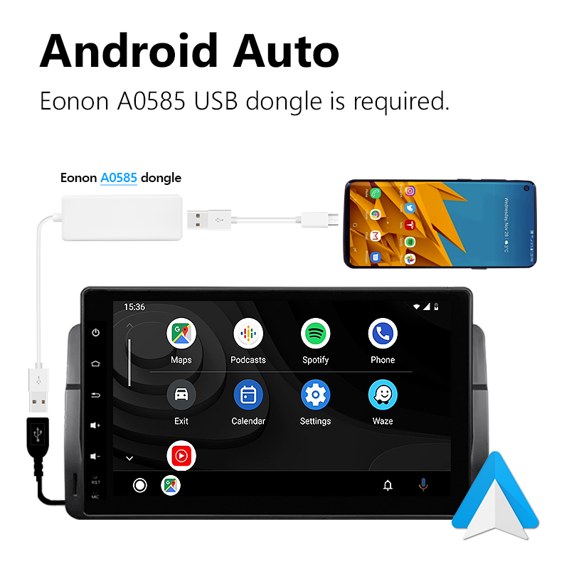 Eonon BMW 3 Series E46 Android 10 Car Head Unit 9 Inch HD Full Touchscreen Car GPS Navigation with 32G ROM Built-in DSP & Apple Car Auto Play Without DVD Player - GA9450B