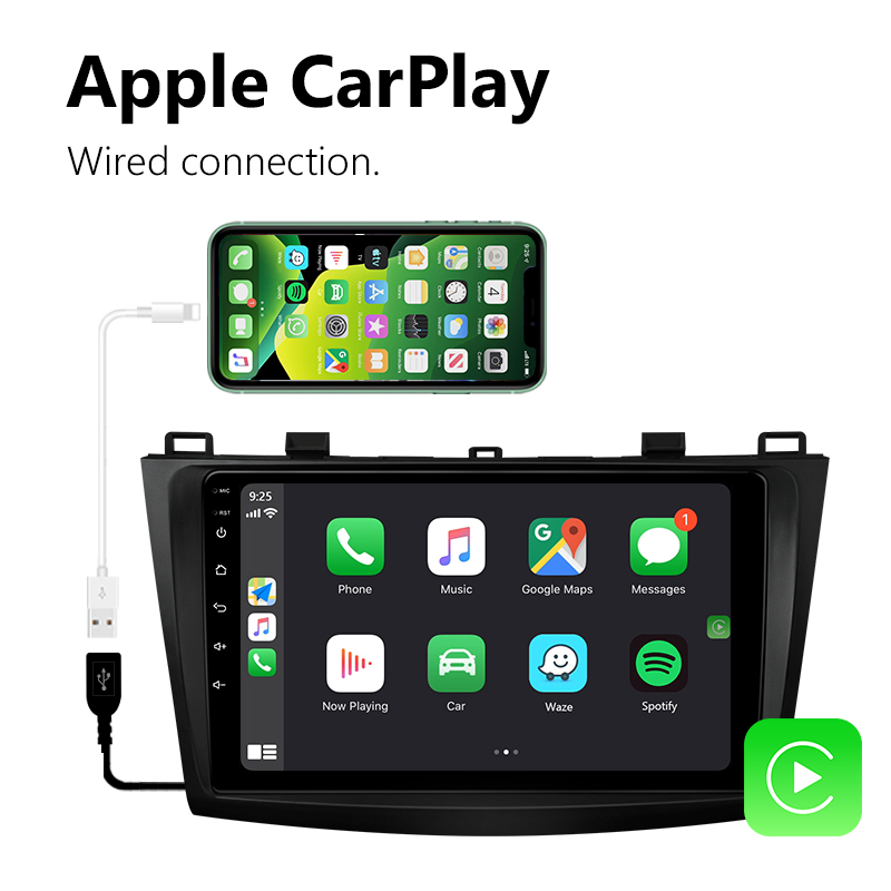 Eonon 10-13 Mazda 3 Android 10 Car Stereo 9 Inch IPS HD Full Touchscreen Head Unit Built-in CarPlay and DSP Car GPS Navigation Radio - GA9463B
