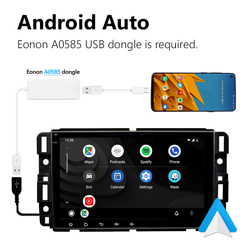 Eonon Chevrolet GMC Buick Android 10 Car Stereo 8 Inch IPS Full Touchscreen Car GPS Navigation Radio with Built-in CarPlay and DSP