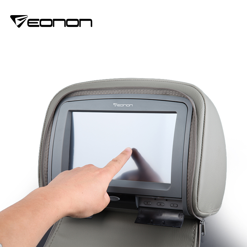 Eonon May Day Sale  Head rests for vehicles incorporating a DVD player and video monitor with Zipper Cover 2×9 Inch Digital Touch Screen