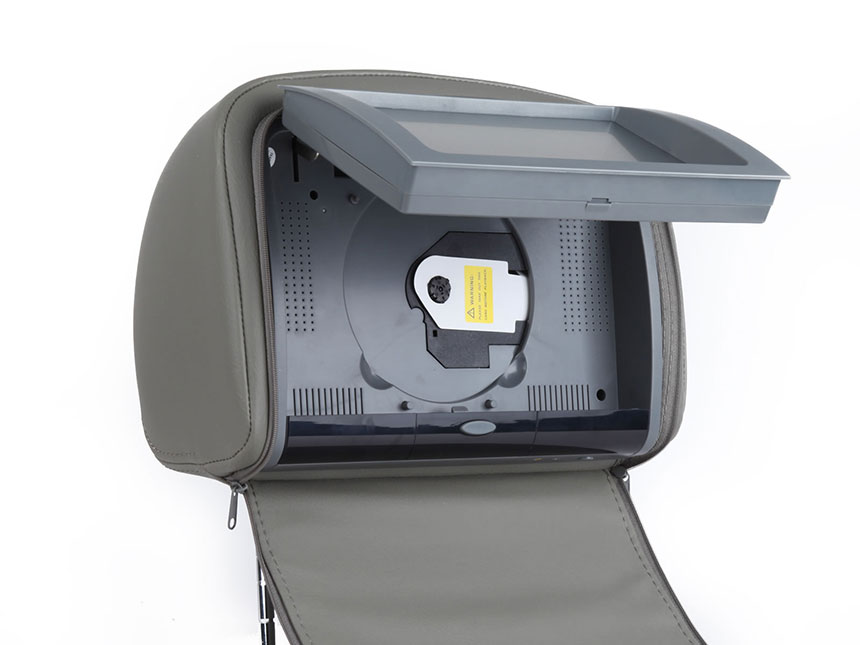 Milion Head rests for vehicles incorporating a DVD player and video monitor with Zipper Cover 2×9 Inch Digital Touch Screen