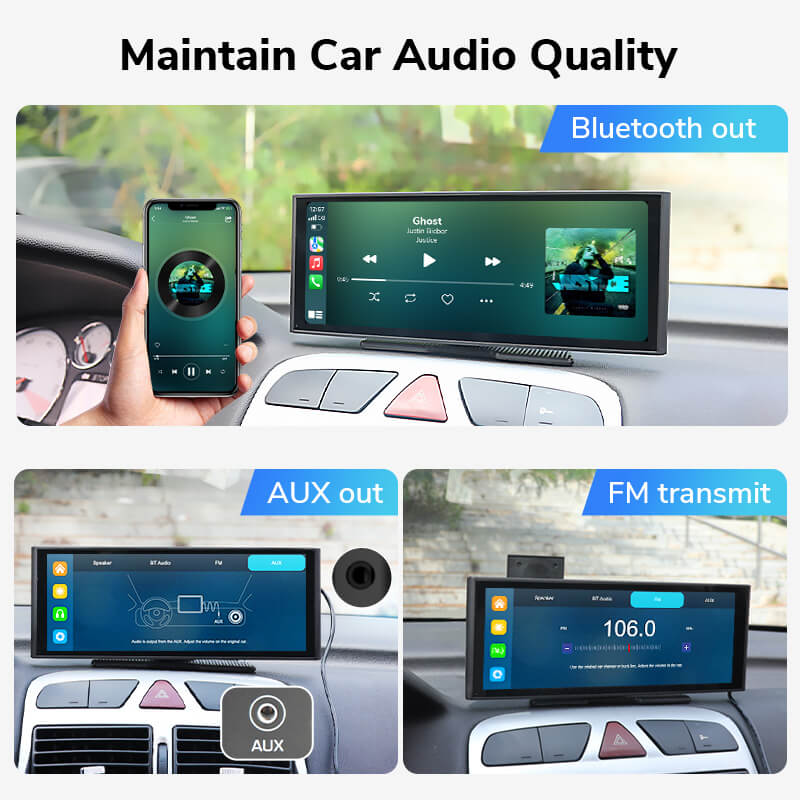 Eonon 9.33 Inch Portable Car Stereo with 4K Dashcam & 1080P Backup Camera Support Wireless CarPlay & Android Auto