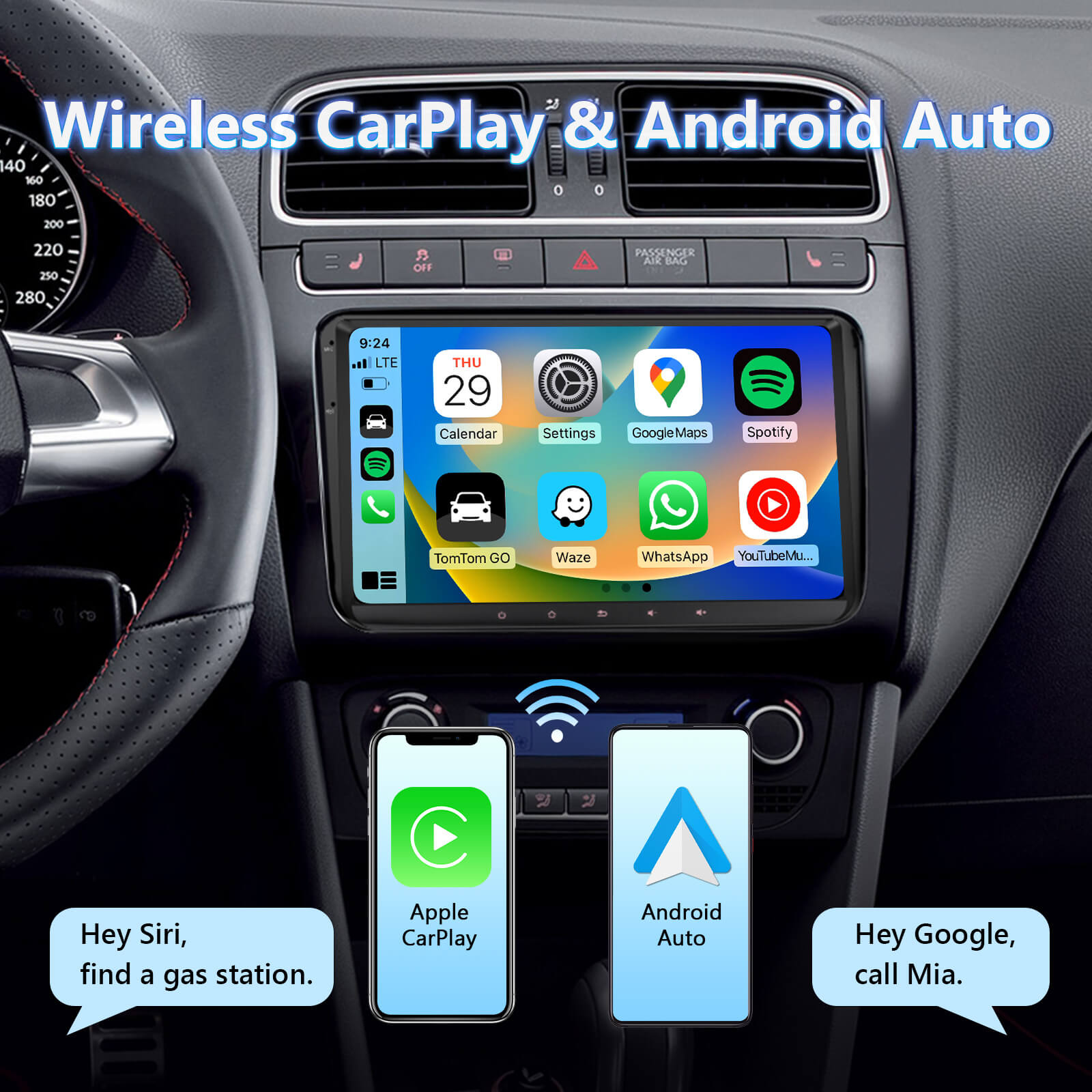 Autoradio Carplay Android Pour Volkswagen, Seat, Skoda