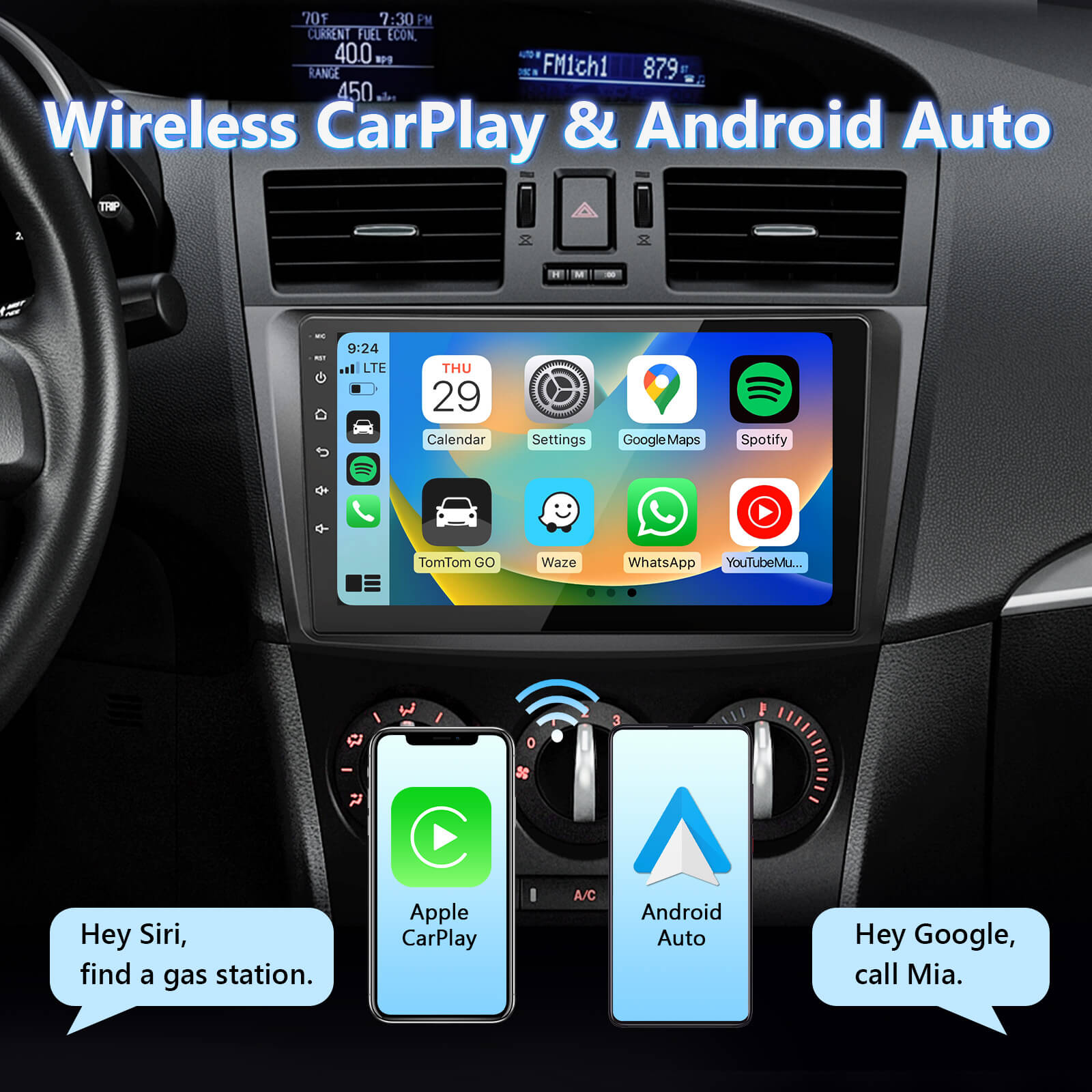 Eonon Cyber Week 10-13 Mazda 3 Android 10 Car Stereo with 8-core Processor 32GB ROM & 9 Inch IPS Display