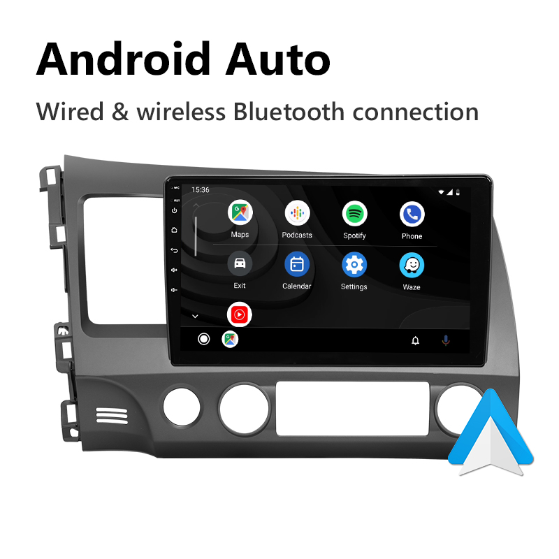 Eonon 2006-2011 Honda Civic (Left-hand Drive) Android 10 Car Stereo Support Wired and Wireless Apple CarPlay & Android Auto 10.1” IPS Display Android Car Radio – Q72PRO