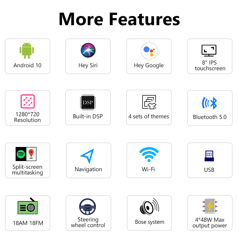 Eonon Chevrolet GMC Buick Android 10 Car Stereo with Built-in Wireless Apple CarPlay & Android Auto 8 Inch Full touch IPS Screen Car Radio - BQ80PRO【Refurbished】